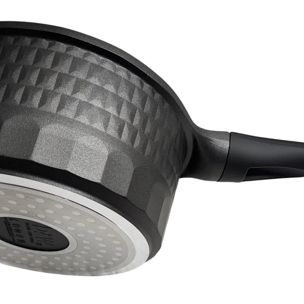 D&W Premium Cookware 7in Saucepan Casserole‎ Nonstick With Glass Lid 1.9QT Black